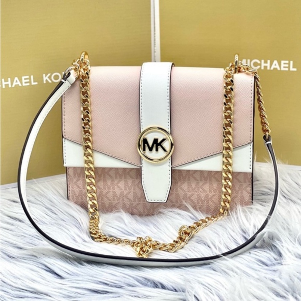 Michael Kors Greenwich Small Color-Block Signature Logo Crossbody Bag